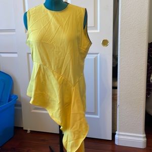 Zara yellow blouse with asymmetrical ruffle hem